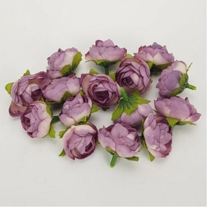 Selyemvirág - művirág begónia fej, cirmos lila 3cm 15db/csomag