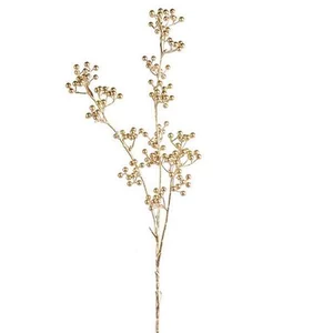 Selyemvirág - művirág bogyós Berry branch gold 92cm arany Holland SDDST53