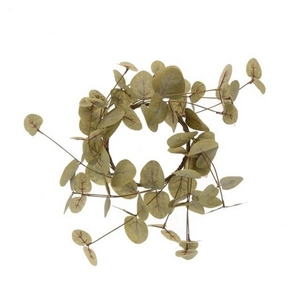 Selyemvirág - művirág Eukaliptusz koszorú leveles műanyag, 28 cm, zöld