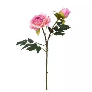 Selyemvirág - művirág fodros peonia szálas 52 cm rózsaszín