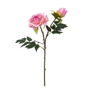 Selyemvirág - művirág fodros peonia szálas 52 cm rózsaszín