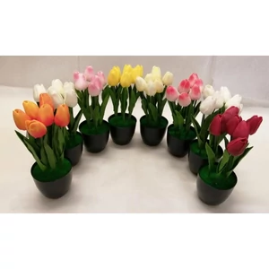 Selyemvirág - művirág  tulipán cserepes, 24cm