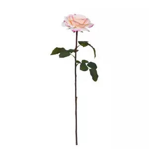 Selyemvirág - művirág kerti rózsa szálas 67 cm krém