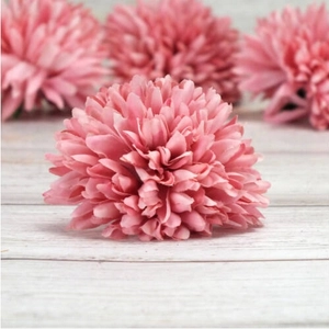 Selyemvirág - művirág krizanté fej, rózsaszín színű, 4db/csomag