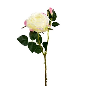 Selyemvirág - művirág rózsa szálas 64 cm krém