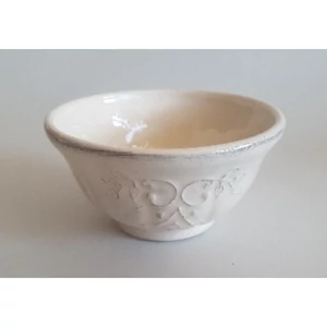 Műzlistál kerámia Romantik csipkés kicsi,dia13 x7,5cm natur,kézzel festett
