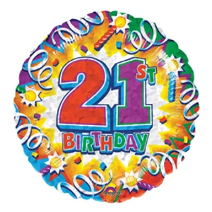 Partylufi Szülinapi 18"-46cm 21-es Birthday Explosion Fólia Léggömb+hélium