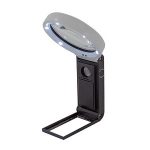 Nagyító 90mm kihajtható állvánnya LED fénnye WEDO fekete/fehér
