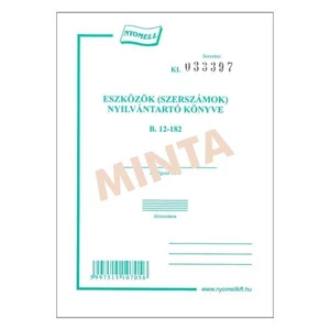 Ny B.12-182 Eszköznyilvántartó Eszközök nyilvántartó könyveb.