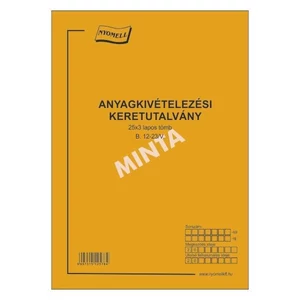 Ny B 12-23/V anyagkivét Anyagkivét. keretutalvány álló A4 25x3pl