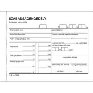Ny B 18-49/V szabadságengedély Szabadságengedély 50x2 A/6 C