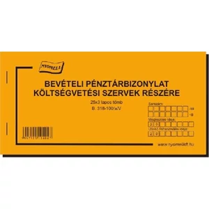 Ny B 318-100/A/V bevételi Bevételi pénztárbizonylat költségvetési szervek részére
