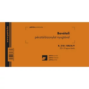 Ny B 318-100/A/V bevételi Bevételi pénztárbizonylat költségvetési szervek részére