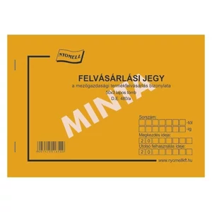 Ny D E 480/A felvásárlásijegy Felvásárlási jegy A5 50x3