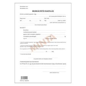 Ny D E 801 Munkáltatói igazolás