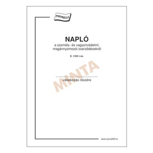 NY.Napló személy vagyonvédelmi magánnyomozói szerződésekről E.1332
