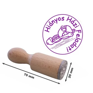 Jutalmazó bélyegző Hiányos Házi Feladat felirat teknős logo 70mm össz hosszúság, 20mm átmérő