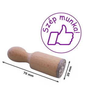 Jutalmazó bélyegző Szép munka felirat elismerő kézjel logo 70mm össz hosszúság, 20mm átmérő