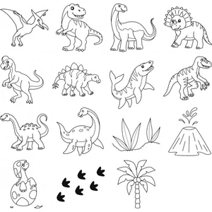 Nyomda HEYDA gyermekeknek + fekete bély.párna Dinosza 15 db-os