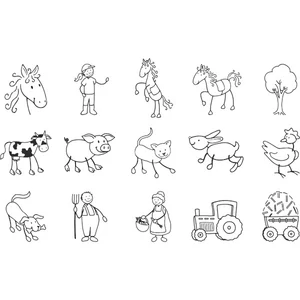 Nyomda HEYDA gyermekeknek + fekete bély.párna Farm  2 15 db-os