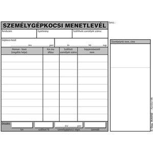Ny D Gépj 36 A/5 menetlevél személygépkocsi menetlevél A5 NVDGEPJ36A4