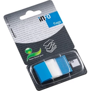 Oldaljelölő műanyag Info Notes Flag 25x43mm 50 lapos áttetsző kék