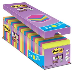 Öntapadó jegyzettömb 3M/POSTIT Super Sricky 76x76mm 24x90lap vegyes 654-SS-VP24COL-EU