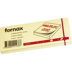 Öntapadós jegyzetömb 40X50 100lapos, sárga 40x50mm 3tömb/csomag Fornax