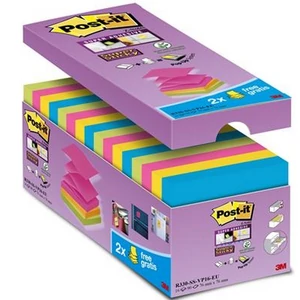 Öntapadós jegyzetömb 76x76mm Z 3M POSTIT, "Super Sticky", vegyes 16x90lap/dob 70005251601