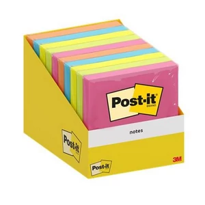 Öntapadós jegyzettömb 3MPostit 76x76 mm, 100 lap, vegyes szín