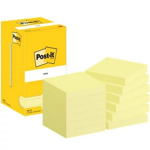 Öntapadós jegyzettömb 3MPostit 76x76 mm, 12x100 lap, kanári sárga