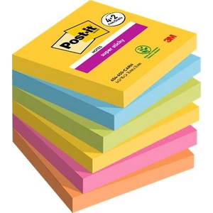 Öntapadós jegyzettömb 3MPostit 76x76 mm, 6x90 lap, Super Sticky Carnival, vegyes színek
