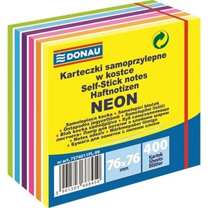 Öntapadós jegyzettömb 76x76 Donau neon és pasztell mix -4szín- 400lap/csom 7574011PL-99
