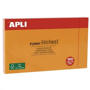 Öntapadós jegyzettömb Apli 125x75mm, 100 lap, Funny, narancssárga LNP15005