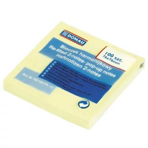 Öntapadós jegyzettömb Donau Z, 76x76mm, 100 lap,sárga D7571000