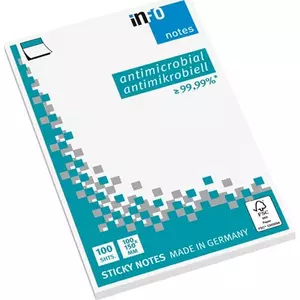 Öntapadós jegyzettömb Info Notes 100x150 mm 100 lapos fehér antimikrobiális