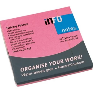 Öntapadós jegyzettömb Info Notes 75x75 mm 80 lapos élénk pink