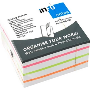 Öntapadós jegyzettömb Info Notes Mix 75x75mm 450 lapos fehér-színes