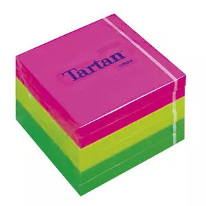 Öntapadós jegyzetömb 76x76 Tartan neon 3szín 6db/csom, 100lap