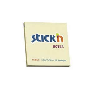 Öntapadós jegyzettömb Stick N 76x76 mm, 100 lap, pasztellsárga