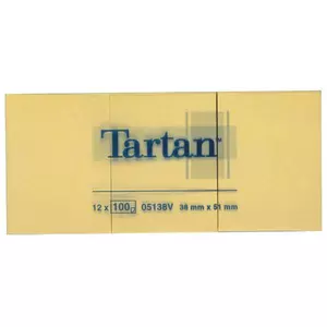 Öntapadós jegyzettömb Tartan 12dbx38mmx51mm/csomag 100 lap, sárga