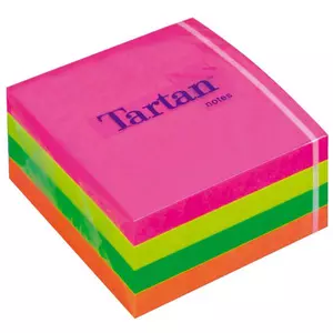 Öntapadós jegyzettömb Tartan 76x76 mm, 400 lap,neon színek