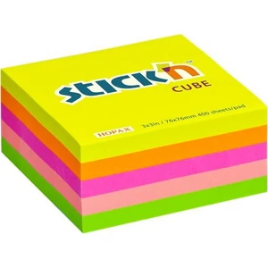 Öntapadós kockatömb Stick N 76x76mm, 400 lap, neon szivárvány
