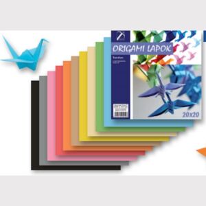 Origami lapok 20x20cm 20lap 2x10db különböző szín (20ív/csom) színespapír, kivágó A/4 20