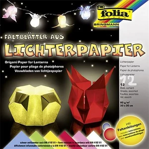 Origami papír lámpáshoz 30x30cm 80 g 12 lap FOLIA vegyes színek