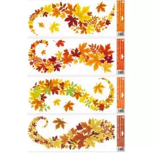 Ablakmatrica őszi dekor narancs-sárga-barna-zöld levél mintás 64x22cm Őszi mintás ablak dekoráció!