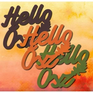 Őszi dekor fa felirat Hello Ősz felirat, színes, 7,5x8,5cm 3db/csomag