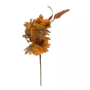 Selyemvirág - művirág Ág leveles, tökkel, 82 cm, narancssárga