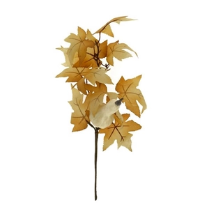 Selyemvirág - művirág Ág tökkel, leveles, 38 cm, sárga