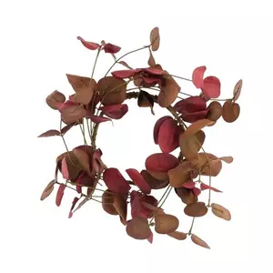 Selyemvirág - művirág Koszorú leveles, 28 cm, piros